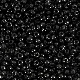 Rocailles, d 3 mm, afm 8/0, gatgrootte 0,6-1,0 mm, zwart, 25 gr/ 1 doos [HOB-682341]