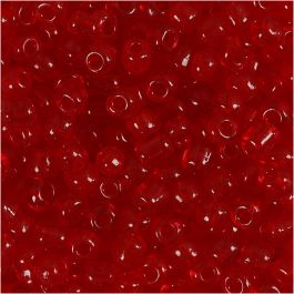 Rocailles, d 4 mm, afm 6/0, gatgrootte 0,9-1,2 mm, helder rood, 25 gr/ 1 doos [HOB-682531]