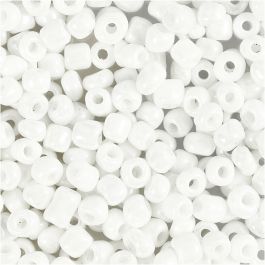 Rocailles, d 4 mm, afm 6/0, gatgrootte 0,9-1,2 mm, wit parelmoer, 25 gr/ 1 doos [HOB-682751]