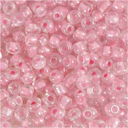 Rocailles, d 4 mm, afm 6/0, gatgrootte 0,9-1,2 mm, roze kern, 25 gr/ 1 doos [HOB-682781]