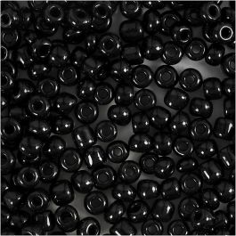 Rocailles, d 4 mm, afm 6/0, gatgrootte 0,9-1,2 mm, zwart, 25 gr/ 1 doos [HOB-682811]
