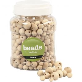 Perles en bois, d 8+10+12+15 mm, diamètre intérieur 2-3 mm, 175 gr, 400 ml/ 1 seau [HOB-68482]