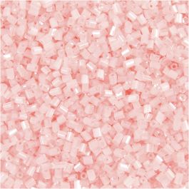 Rocailles 2-cut, d 1,7 mm, dim. 15/0, diamètre intérieur 0,5 mm, rose transparent, 25 gr/ 1 Pq. [HOB-687820]