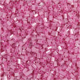 Rocailles 2-cut, d 1,7 mm, dim. 15/0, diamètre intérieur 0,5 mm, rose, 500 gr/ 1 sac [HOB-68783]