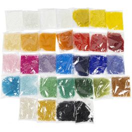 Perles de Rocaille, d 1,7+3+4 mm, dim. 6/0+8/0+12/0, diamètre intérieur 0,5-1,2 mm, la couleur peut varier , 32x100 gr/ 1 Pq. [HOB-68821]