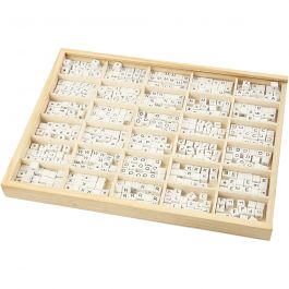 Letterkralen, A-Z, &,#,? en blanco, afm 8x8 mm, gatgrootte 3 mm, wit, 750 div/ 1 doos [HOB-68982]