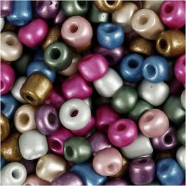 Rocailles, d 5 mm, afm 4/0, gatgrootte 1,2 mm, metallic kleuren, 130 gr/ 1 doos [HOB-691201]