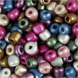 Rocailles, d 5 mm, afm 4/0, gatgrootte 1,2 mm, metallic kleuren, 720 gr/ 1 Doosje [HOB-691203]