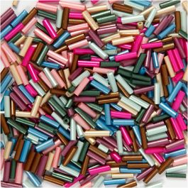 Kralen Mix, L: 6 mm, d 1,5-2 mm, gatgrootte 1 mm, metallic kleuren, 130 gr/ 1 doos [HOB-691220]