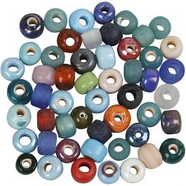Glaskralen, d 9 mm, gatgrootte 2,5-3 mm, diverse kleuren, 500 gr/ 1 doos [HOB-69280]