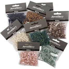 Plastic Kralen, d 6 mm, gatgrootte 1,5 mm, Inhoud kan variëren , diverse kleuren, 8x40 gr/ 1 doos [HOB-69586]
