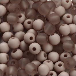 Plastic Kralen, d 6 mm, gatgrootte 2 mm, lichtgrijs, 40 gr/ 1 doos [HOB-69596]