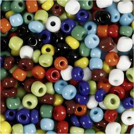 Rocailles, d 4 mm, afm 6/0, gatgrootte 0,9-1,2 mm, diverse kleuren, 130 gr/ 1 doos [HOB-696703]