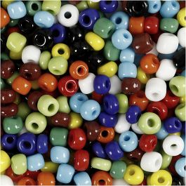 Rocailles, d 4 mm, afm 6/0, gatgrootte 0,9-1,2 mm, diverse kleuren, 1000 gr/ 1 Doosje [HOB-696704]
