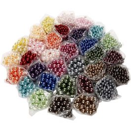 Parels, d 6+10 mm, gatgrootte 1,5+2 mm, diverse kleuren, 32x20 gr/ 1 doos [HOB-69800]