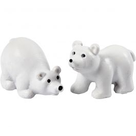Miniatuur figuren, H: 30 mm, L: 45 mm, wit, 2 stuk/ 1 doos [HOB-69837]