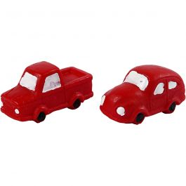 Miniatuur figuren, H: 20 mm, L: 40 mm, rood, 2 stuk/ 1 doos [HOB-69839]