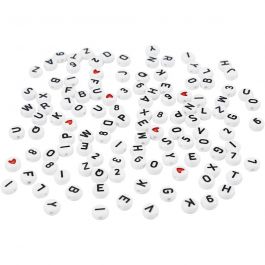 Letterkralen, afm 7 mm, gatgrootte 1,2 mm, wit, 25 gr/ 1 doos [HOB-699050]