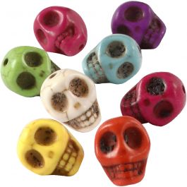Howlite, d 12 mm, gatgrootte 1,5 mm, sterke kleuren, 32 stuk/ 1 doos [HOB-69919]