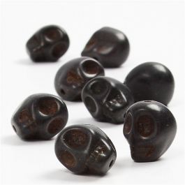 Howlite, d 12 mm, gatgrootte 1,5 mm, zwart, 32 stuk/ 1 doos [HOB-69921]