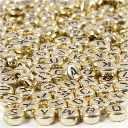 Letterkralen, d 7 mm, gatgrootte 1,2 mm, goud, 21 gr/ 1 doos [HOB-699300]