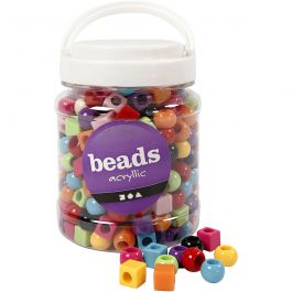 Plastic Kralen, afm 11 mm, gatgrootte 7 mm, diverse kleuren, 420 gr, 700 ml/ 1 Doosje [HOB-69960]