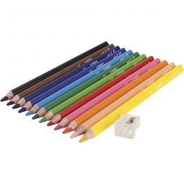 Crayons de Couleur Jumbo edu, ép. 10 mm, mine 5 mm, ass. de couleurs, 12pièces/ 1 Pq. [HOB-409814]