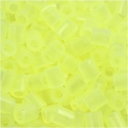 Strijkkralen, afm 5x5 mm, gatgrootte 2,5 mm, medium, neon geel (32223), 1100 stuk/ 1 doos [HOB-751280]