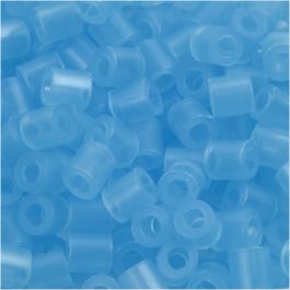 Strijkkralen, afm 5x5 mm, gatgrootte 2,5 mm, medium, neon blauw (32235), 6000 stuk/ 1 doos [HOB-751291]
