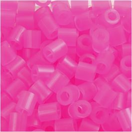 Strijkkralen, afm 5x5 mm, gatgrootte 2,5 mm, medium, roze neon (32257), 6000 stuk/ 1 doos [HOB-751301]