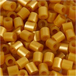 Strijkkralen, afm 5x5 mm, gatgrootte 2,5 mm, medium, goud (32263), 6000 stuk/ 1 doos [HOB-751331]