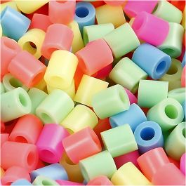 Strijkkralen, afm 5x5 mm, gatgrootte 2,5 mm, medium, pastelkleuren, 6000 div/ 1 doos [HOB-752321]
