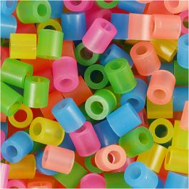 Strijkkralen, afm 5x5 mm, gatgrootte 2,5 mm, medium, neon kleuren, 20000 div/ 1 emmer [HOB-75250]