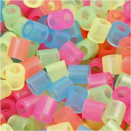Strijkkralen, afm 5x5 mm, gatgrootte 2,5 mm, medium, neon kleuren, 5000 div/ 1 emmer [HOB-75252]