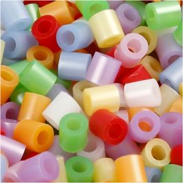 Strijkkralen, afm 5x5 mm, gatgrootte 2,5 mm, medium, parelmoer kleuren, 6000 div/ 1 doos [HOB-752621]