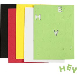 Feuilles de mousse EVA, feuille 15x21cm, dim. 2-2,3cm, ép. 2 mm, ass. de couleurs, 5 flles/ 1 Pq. [HOB-769014]