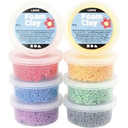 Foam Clay Large, diverse kleuren, 8x20 gr/ 1 doos [HOB-780950]