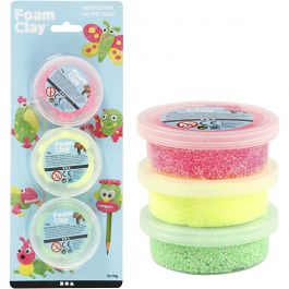 Foam Clay®, lichtgroen, neon roze, neon geel, 3x14 gr/ 1 doos [HOB-78141]