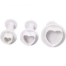 Emporte-Pièces avec Tampon, coeur, d 2+2,3+3cm, blanc, 3 pièces/ 1 Pq. [HOB-782874]