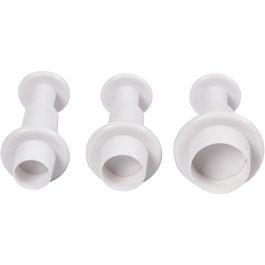 Emporte-Pièces avec Tampon, cercle, d 1,1+1,3+1,7cm, blanc, 3 pièces/ 1 Pq. [HOB-782876]