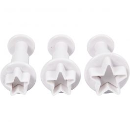 Emporte-Pièces avec Tampon, étoile, d 2,1+2,3+2,6cm, blanc, 3 pièces/ 1 Pq. [HOB-782877]