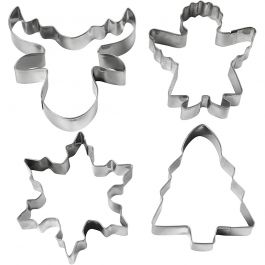 Emporte-pièces, Sapin de Noël, ange, renne, flocon de neige, H: 8cm, 4 pièces/ 1 Pq. [HOB-782886]