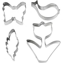 Uitsteekvormen, bloem, vogel, vlinder, veer, H: 11 cm, 4 stuk/ 1 doos [HOB-782889]