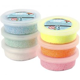 Foam Clay®, paillettes, couleurs pastel, 6x14 gr/ 1 Pq. [HOB-78812]