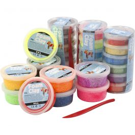 Foam Clay®, paillettes, ass. de couleurs, 28 boîte/ 1 Pq. [HOB-78816]