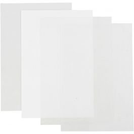 Vellen krimpfolie, vel 20x30 cm, dikte 0,3 mm, transparant glans, mat transparant, Mat wit, 4 vel/ 1 doos [HOB-790999]