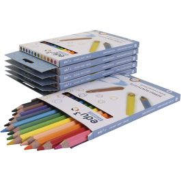 Crayons de Couleur Jumbo edu, ép. 10 mm, mine 5 mm, ass. de couleurs, 6x12 pièces/ 1 Pq. [HOB-409825]