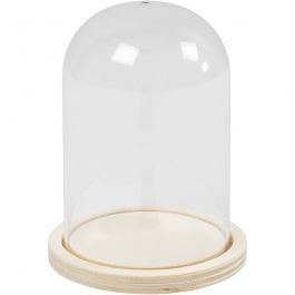 Klok op houten voet, H: 9,5 cm, d 6 cm, gatgrootte 3 mm, 1 stuk [HOB-580820]