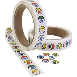 Sticker ogen, d 13 mm, diverse kleuren, 2000 stuk/ 1 doos [HOB-230149]