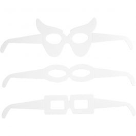 Brillen, H: 4,5-10 cm, L: 32 cm, 230 gr, wit, 16 stuk/ 1 doos [HOB-95191]